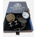 Freemason Gloss Black Personalised Pocket Watch and Silver Cufflinks